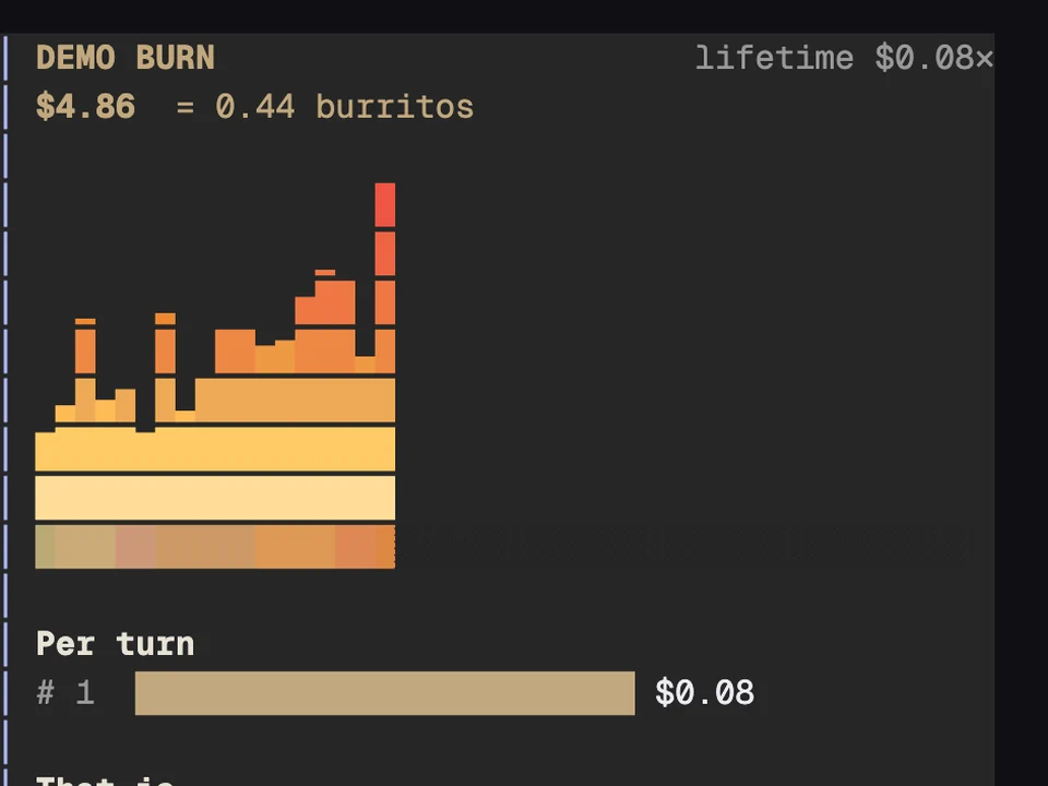 Burn Meter running in Claude Code