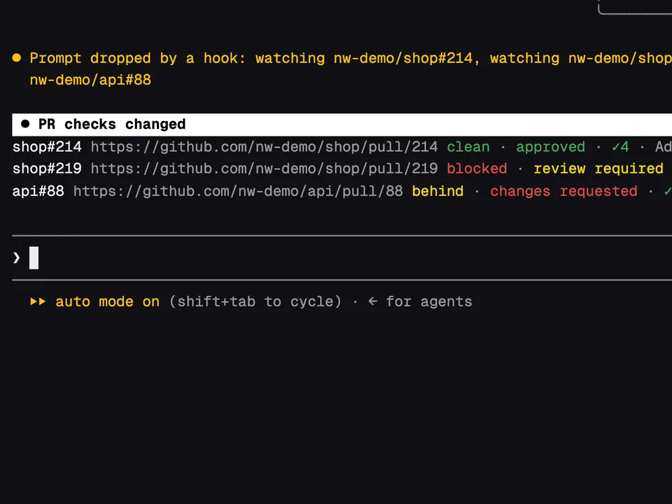 PR Tracker running in Claude Code