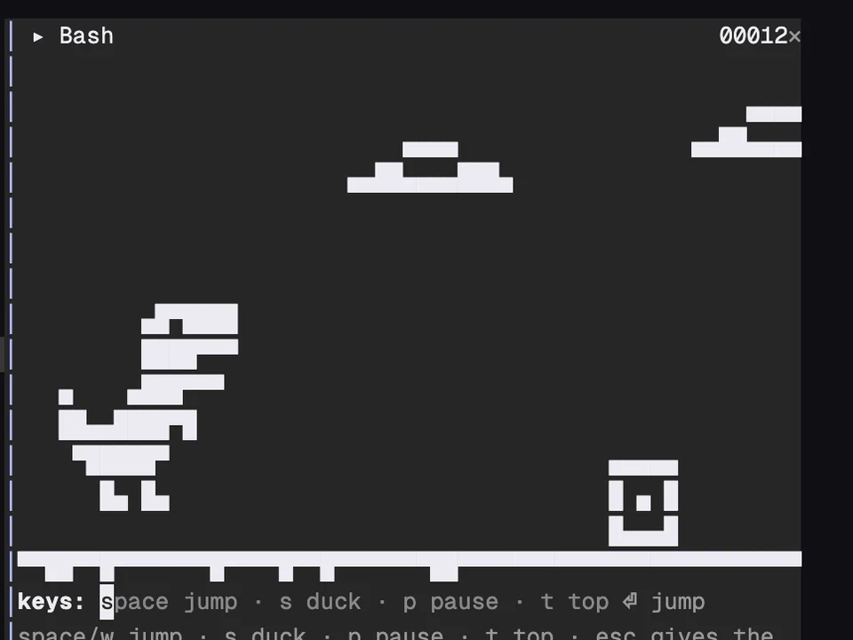 Claude Dino running in Claude Code