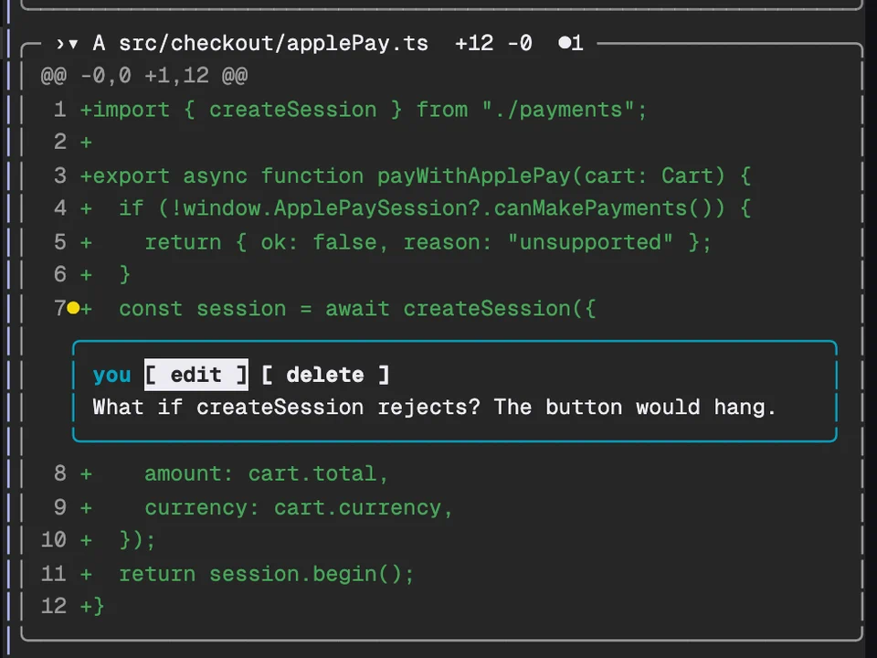 Diff Review running in Claude Code