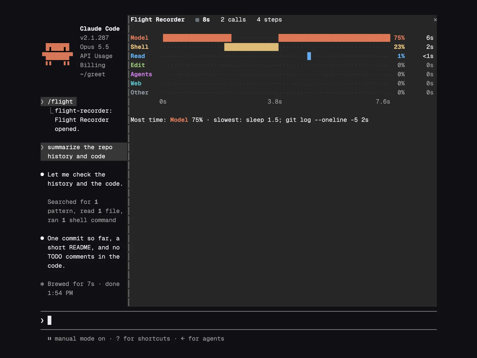 Flight Recorder running in Claude Code