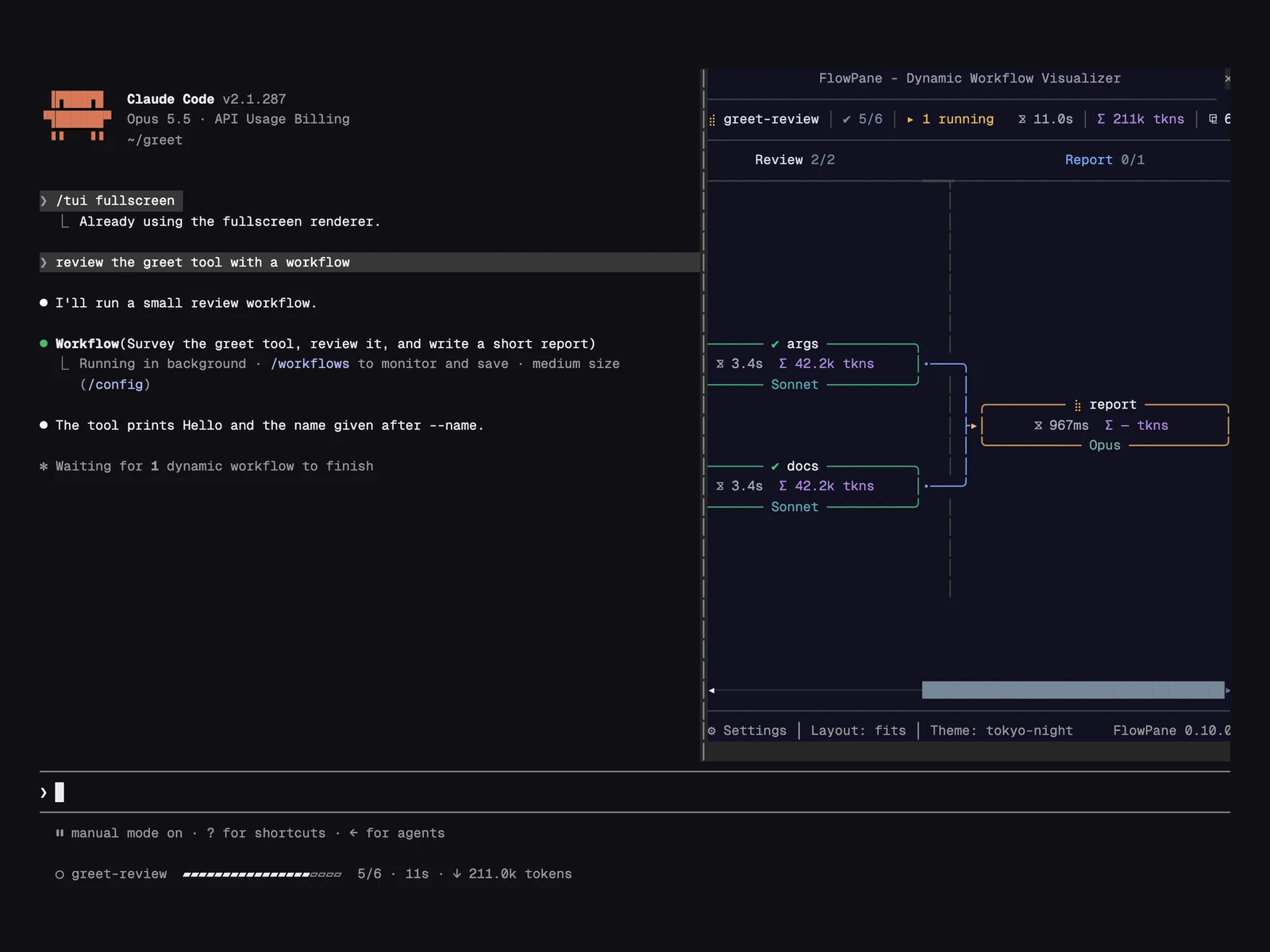 FlowPane running in Claude Code