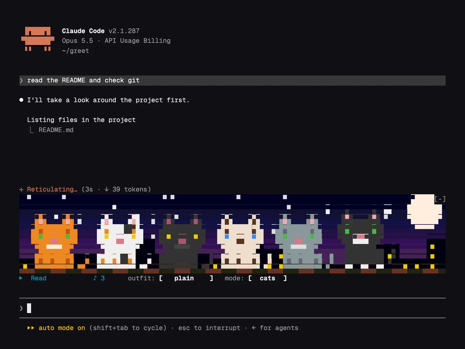 RetroVis running in Claude Code