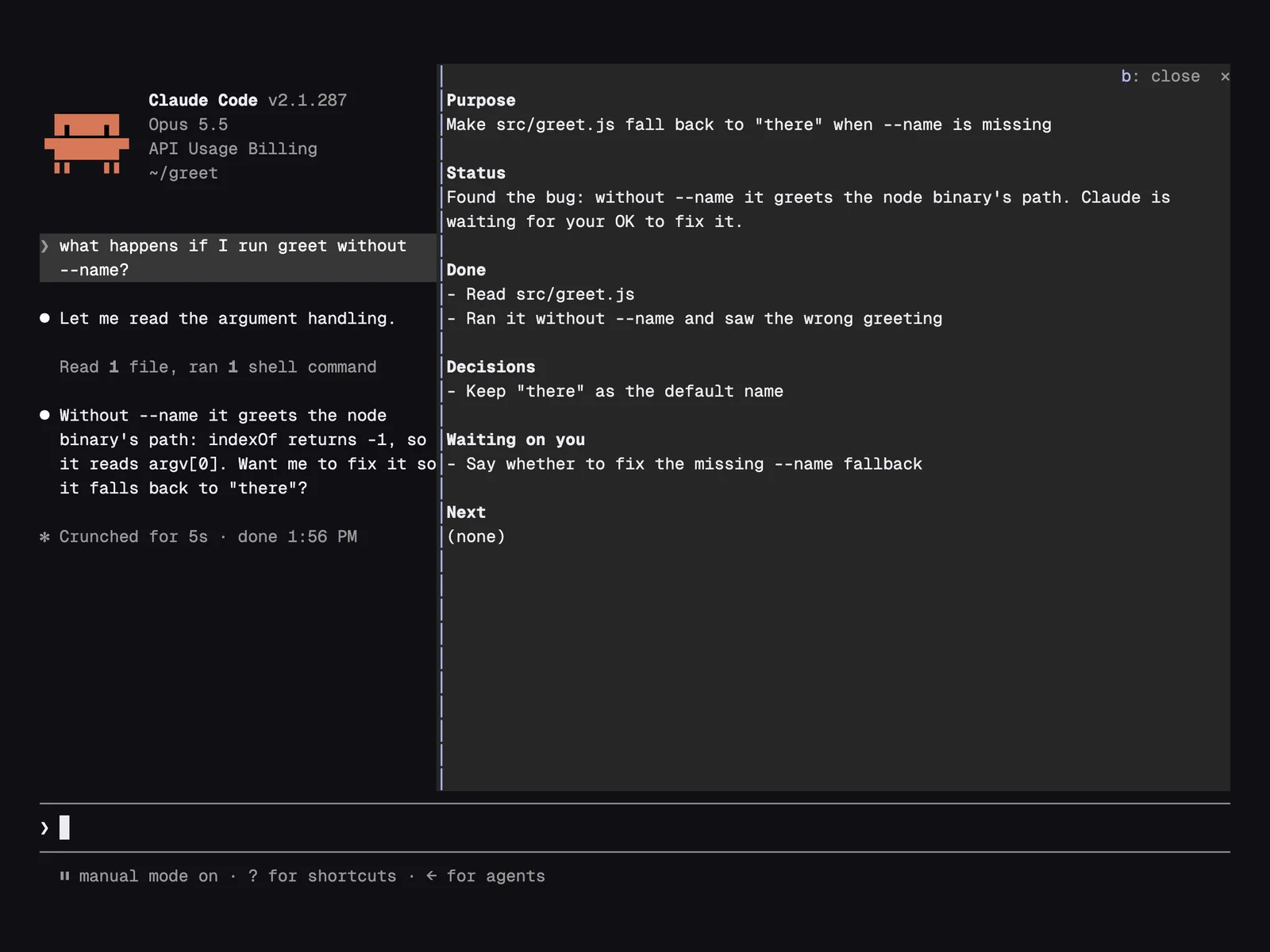Session Brief running in Claude Code
