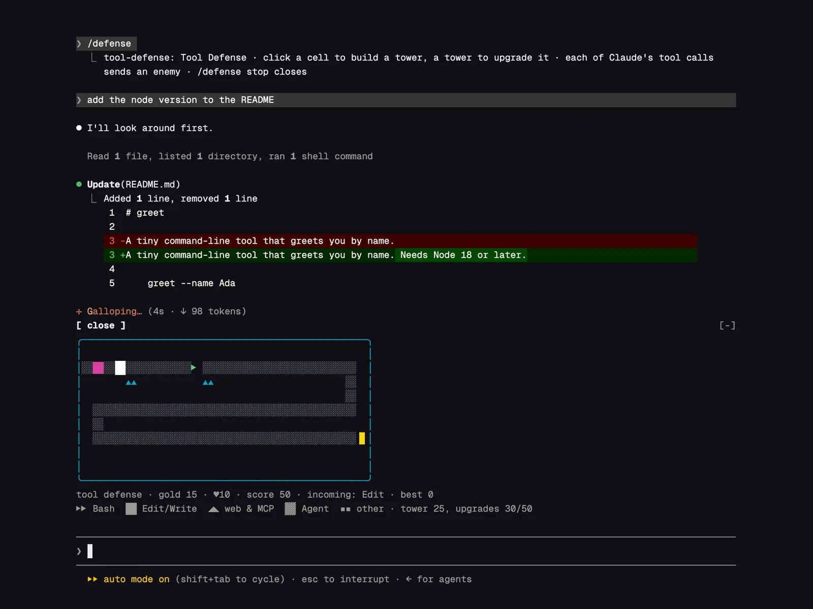Tool Defense running in Claude Code
